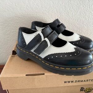 Dr. Martens Black and White Mary Jane Shoes Adena II